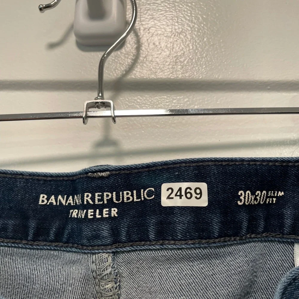 Banana Republic Traveler Jeans Mens 30x30 Slim Fit Dark Wash Blue Denim Pants